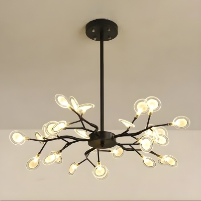 Modern Metal Firefly Chandelier with Acrylic Shade for Living Room and Bedroom