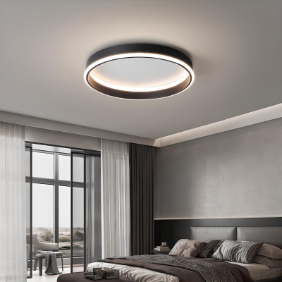 Contemporary LED Metal Flush Mount Ceiling Light with Acrylic Shade in Black for Living Room