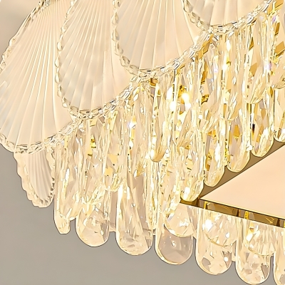 Flushmount Ceiling Light with Crystal Shade for Living Room and Bedroom