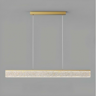 Modern Brushed Brass Island Light with Adjustable Hanging Length for Dining Room