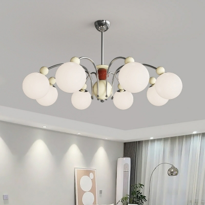 Stylish Modern Metal Chandelier with Glass Shades and Adjustable Length for Home Use