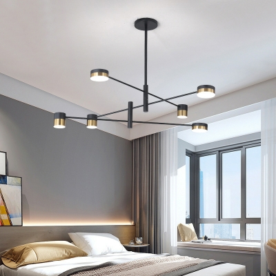 Modern Black Chandelier with Ambient Acrylic Shade and Dimmable LED Bulbs for Modern Residences