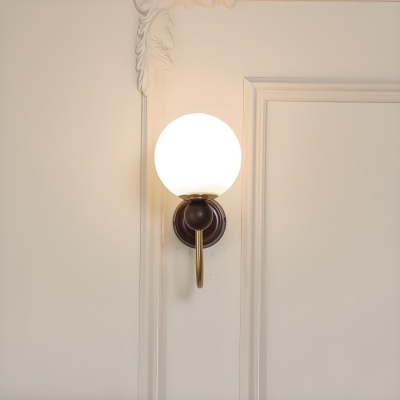 Modern Metal Wall Lamp with Globe Glass Lampshade for Living Room