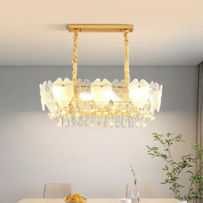 Modern Simple Crystal Chandelier with Adjustable Hanging Length for Living Room