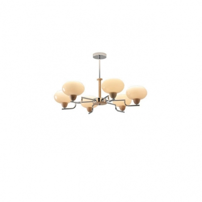 Opalescent Glass Shades Gold Metal Modern Chandelier with Adjustable Hanging Length
