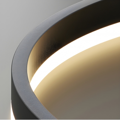 Modern Black Round Semi-Flush Ceiling Light with Led Light Source for Living Room & Bedroom