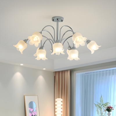 Modern Metal Chandelier with Glass Lampshade for Bedroom & Living Room