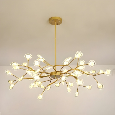 Modern Metal Firefly Chandelier with Acrylic Shade for Living Room and Bedroom