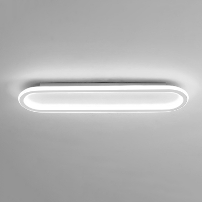 Modern Metal Rectangular White LED Flush Mount Ceiling Light with Energy-Saving Dimming
