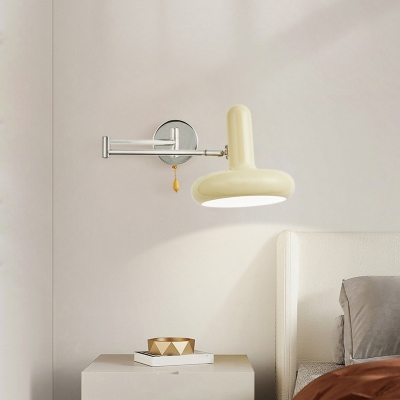 Contemporary Cream Metal Wall Lamp with Iron Shade for Bedroom