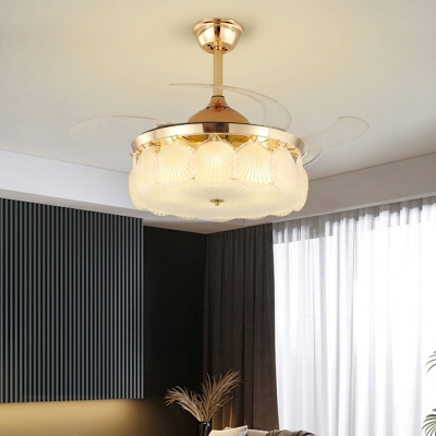 Modern Gold Ceiling Fan with Remote Control and Dimmable LED Light