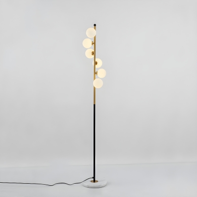 Modern Iron Floor Lamp with Glass Lampshade in Black for Living Room
