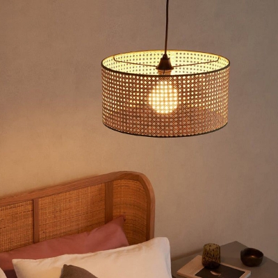 Modern Metal Rattan Pendant with Adjustable Hanging Length and Bulb Not Included