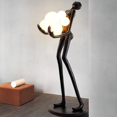 Modern Resin Globe Shade Metal Floor Lamp No Bulb Included with Foot Switch for a Modern Glam Look