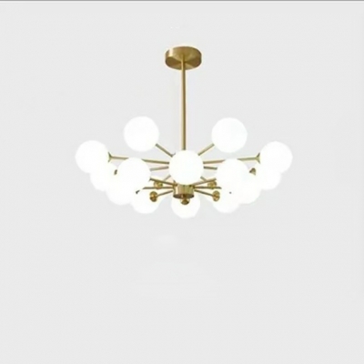Stunning Modern Chandelier with White Frosted Glass Shades in Gold