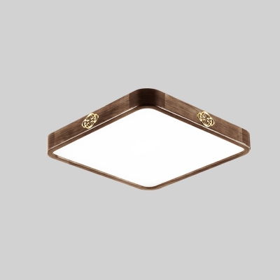 Acrylic Walnut Flush Mount Ceiling Light with Dimmable LED Bulb for Residential Use