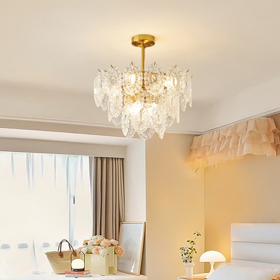 Contemporary Clear Glass Chandelier in Metal Material with Ambient Lighting and Direct Wired Power