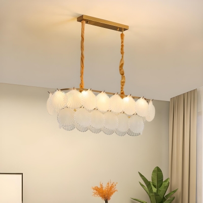 Contemporary Metal Luxury Chandelier with Glass Lampshade for Living Room