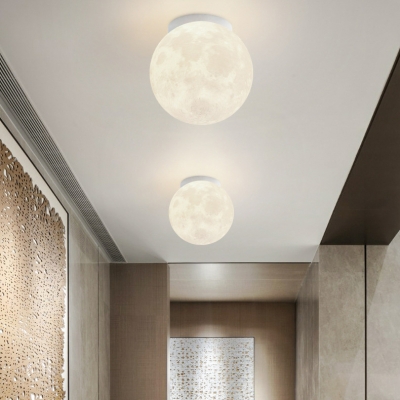Elegant Round LED Semi-Flush Mount Ceiling Light with Downwards Emitting Shade in White