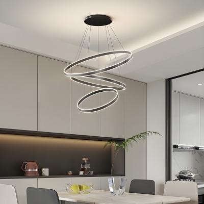 Modern Metal Adjustable Living Room LED Chandelier with Acrylic Shade