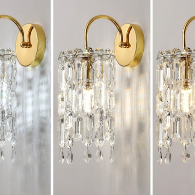 Modern Metal LED Wall Sconce with Crystal Shade for Residential Use