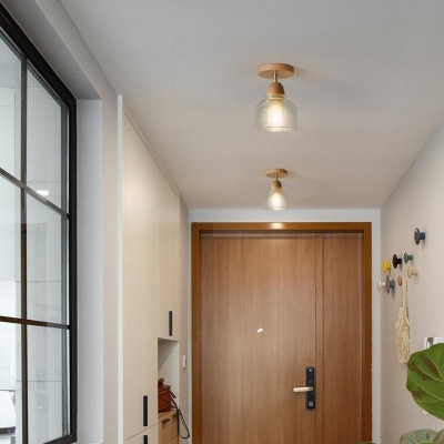 Modern Semi-Flushmount Ceiling Light with Glass Shade for Living Room