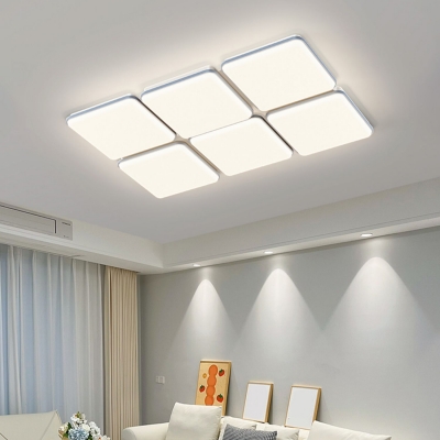 Modern Led Flush Mount Ceiling Lights with White Acrylic Shade for Living Room & Bedroom