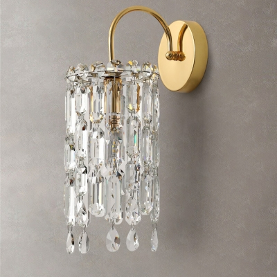 Modern Metal LED Wall Sconce with Crystal Shade for Residential Use