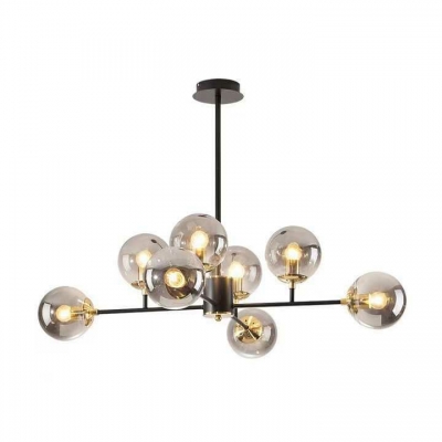 Modern No Blub Included Metal Iron Chandelier with Glass Lampshade for Living Room