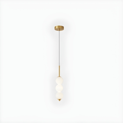Simple Copper Pendant Light with Adjustable Hanging Length and Glass Lampshade for Bedroom