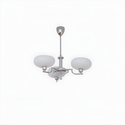 Bowl Shape Contemporary Chandelier with Adjustable Hanging Length and White Glass Shades