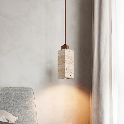 Contemporary Stone Lampshade Pendant Light with Adjustable Hanging Length in Yellow