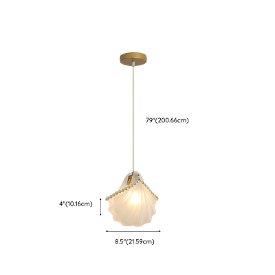 Modern Metal Pendant Light with Adjustable Hanging Length and Glass Lampshade for Bedroom