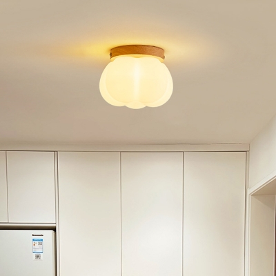 Modern Solid Wood Hardwired Flush Mount Ceiling Light for Living Room