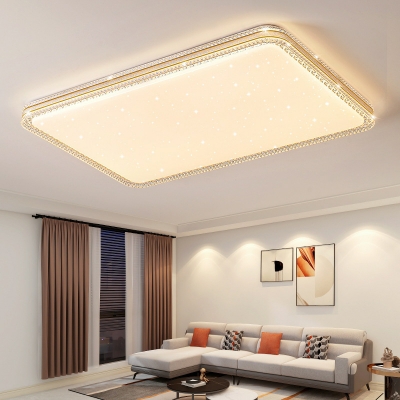 Modern White Metal Flush Mount Ceiling Light with Acrylic Shade for Living Room