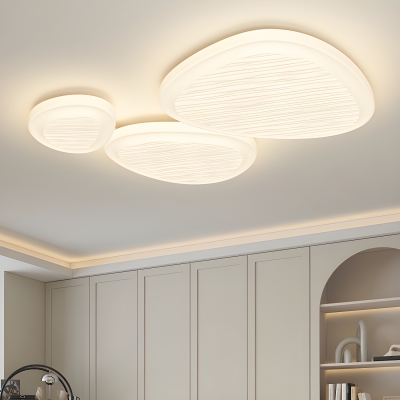 Modern White Pebble Shape Led Flush Mount Ceiling Lights for Living Room & Bedroom