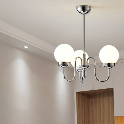 Silver Glass Shades Globe Chandelier with Modern Design and Adjustable Hanging Length
