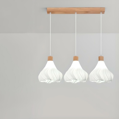 Contemporary 3 Light Wood Pendant Light with Adjustable Hanging Length