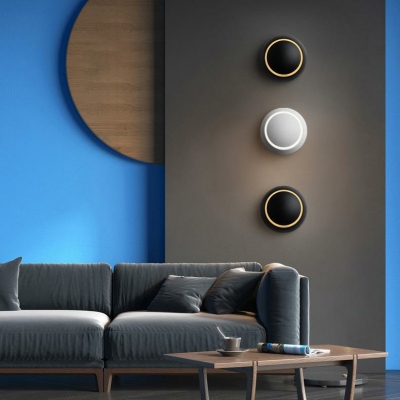 Modern Iron Rotatable LED Wall Lamp with Round Shape for Living Room