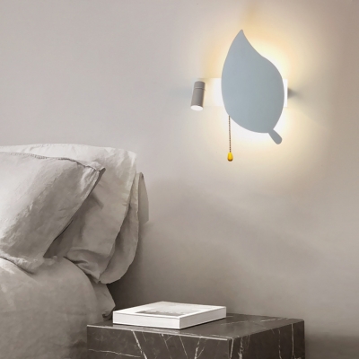 Modern White Metal LED Wall Lamp Hardwired with Spotlight for Living Room