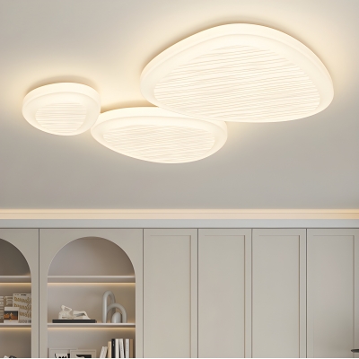 Modern White Pebble Shape Led Flush Mount Ceiling Lights for Living Room & Bedroom