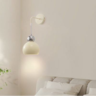 Contemporary Thickened Chassis Aluminum Wall Lamp with Metal Lampshade for Living Room