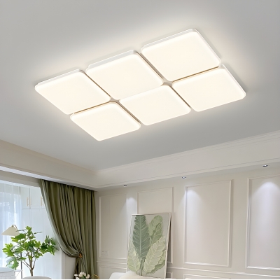 Modern Led Flush Mount Ceiling Lights with White Acrylic Shade for Living Room & Bedroom