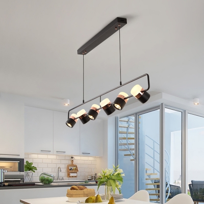 Modern Metal Adjustable Hanging Length LED Island Light in Black