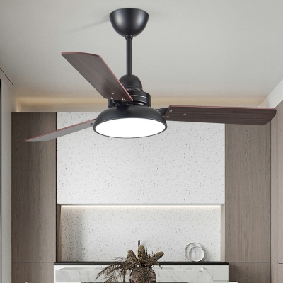 Modern Metal Ceiling Fan with 3 Solid Wood Blades Integrated LED Light