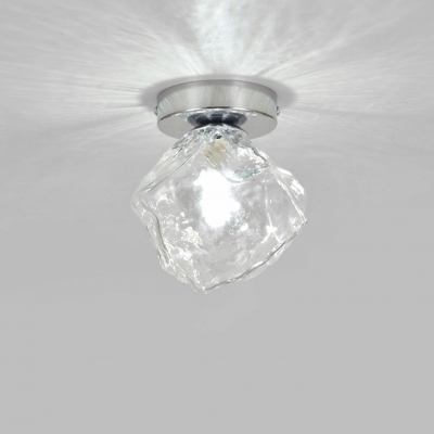 Modern Silver Ceiling Light with Clear Glass Shade for Living Room