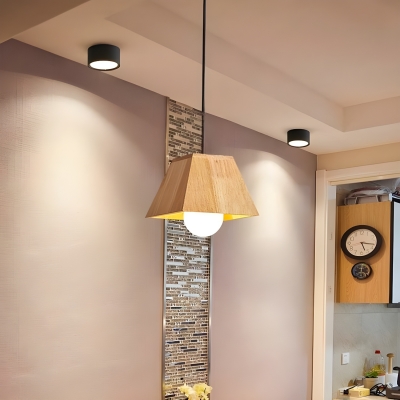 Scandinavian Wood Pendant Light with Adjustable Hanging Length and Wooden Lampshade