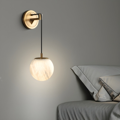 Contemporary Bronze Wall Lamp With Stone Shade for Bedroom and Living Room