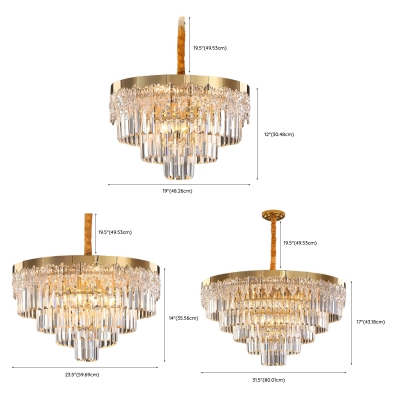 Contemporary Metal Adjustable Hanging Length Chandelier with Crystal Lampshade