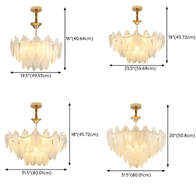 Glamorous Glass Shade Chandelier with Adjustable Hanging Length for Home Use